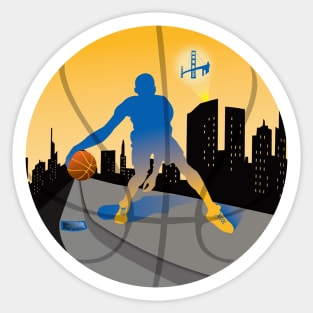 Basketball Street Baller Blue and Golden Yellow Colors Sticker